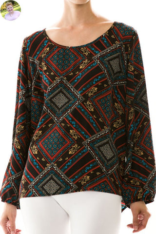 Graphic Criss-Cross Blouse