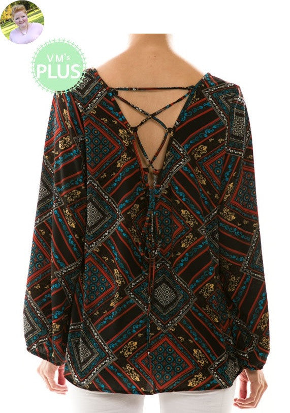 Graphic Criss-Cross Blouse