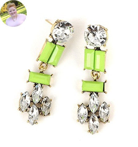 Lime and Rhinestone Earrings