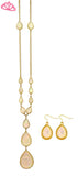 Irridescent Stone Pendant Necklace & Earrings Set