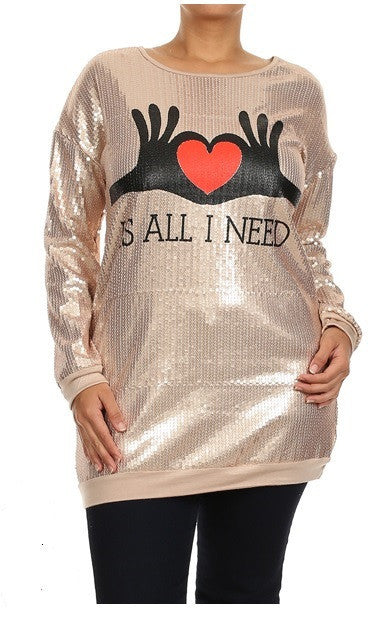 "All You Need is Love" Gold Graphic Tee